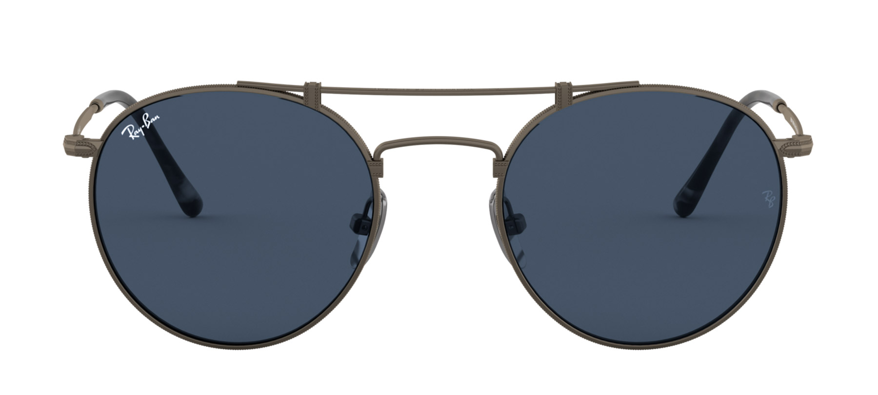Ray-Ban Round Double Bridge Titanium RB8147 - Cinza Fosco - 9138T0/50 -